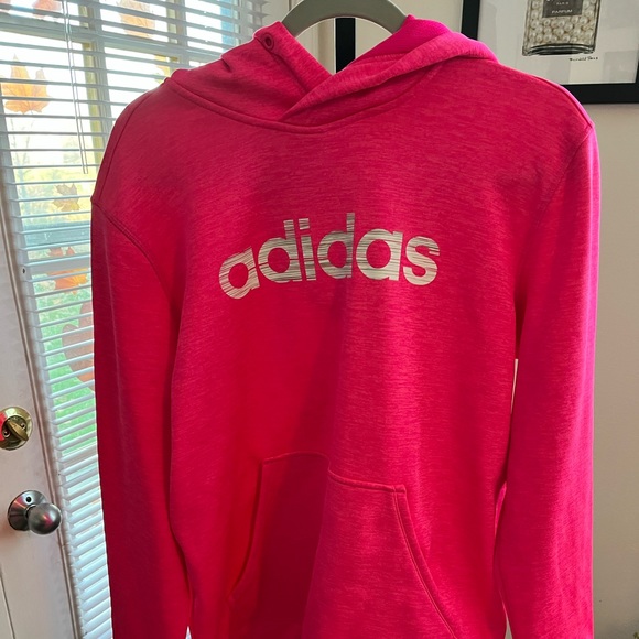 ADIDAS PRE-LOVED AUTHENTIC PINK COZY HOODIE SWEATSHIRT WITH KANGAROO POCKETS. - Picture 1 of 17